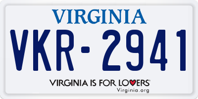 VA license plate VKR2941
