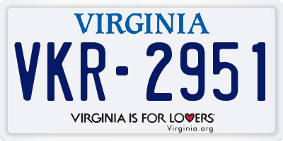 VA license plate VKR2951