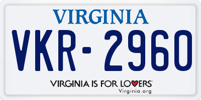 VA license plate VKR2960