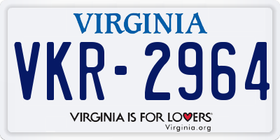VA license plate VKR2964