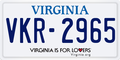 VA license plate VKR2965