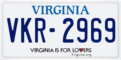 VA license plate VKR2969