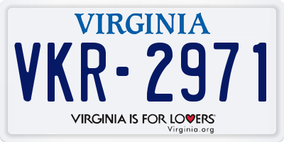 VA license plate VKR2971