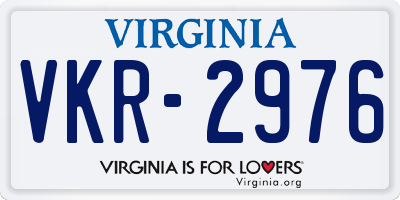 VA license plate VKR2976