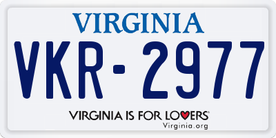VA license plate VKR2977
