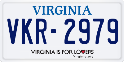 VA license plate VKR2979