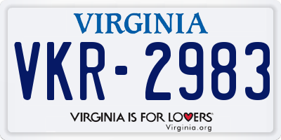 VA license plate VKR2983