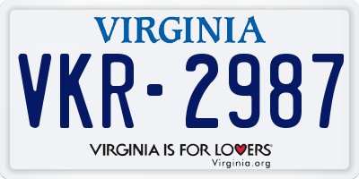 VA license plate VKR2987
