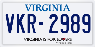 VA license plate VKR2989