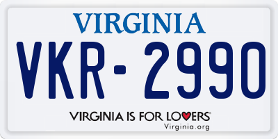 VA license plate VKR2990
