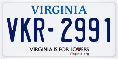 VA license plate VKR2991