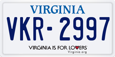 VA license plate VKR2997