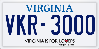 VA license plate VKR3000