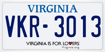 VA license plate VKR3013