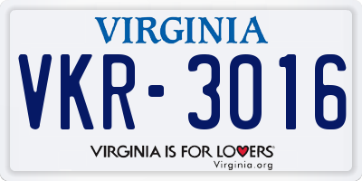 VA license plate VKR3016