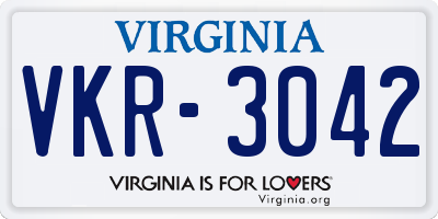 VA license plate VKR3042