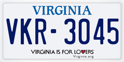 VA license plate VKR3045