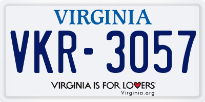 VA license plate VKR3057