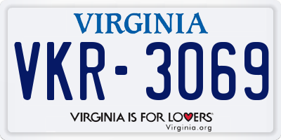 VA license plate VKR3069