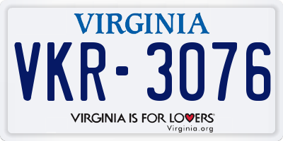 VA license plate VKR3076
