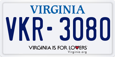 VA license plate VKR3080