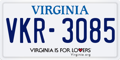 VA license plate VKR3085