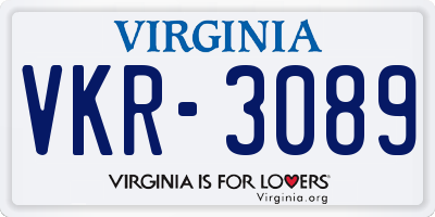 VA license plate VKR3089