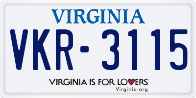 VA license plate VKR3115