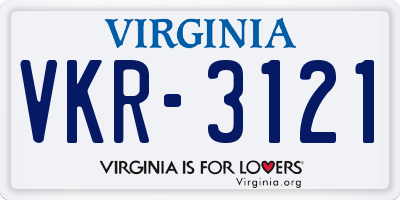 VA license plate VKR3121