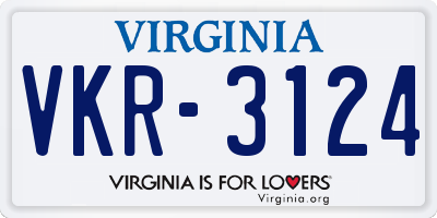 VA license plate VKR3124