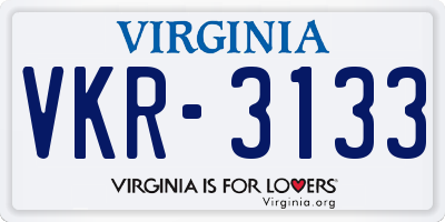 VA license plate VKR3133
