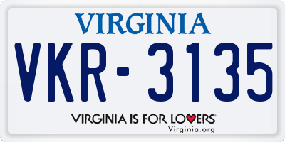 VA license plate VKR3135