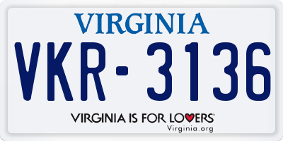 VA license plate VKR3136