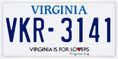 VA license plate VKR3141