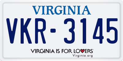 VA license plate VKR3145