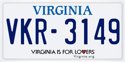VA license plate VKR3149