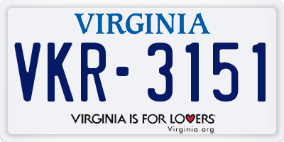 VA license plate VKR3151