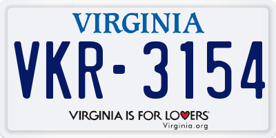 VA license plate VKR3154