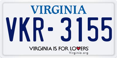 VA license plate VKR3155