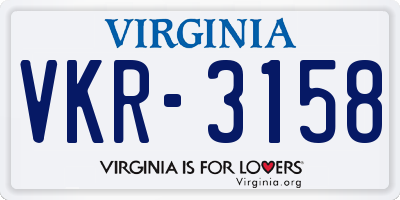 VA license plate VKR3158