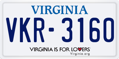VA license plate VKR3160