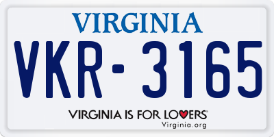 VA license plate VKR3165