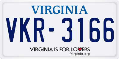 VA license plate VKR3166