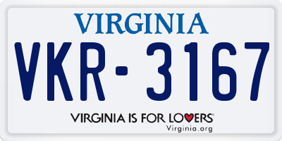 VA license plate VKR3167