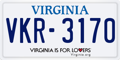VA license plate VKR3170