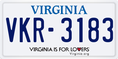 VA license plate VKR3183