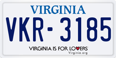 VA license plate VKR3185