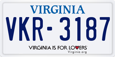 VA license plate VKR3187