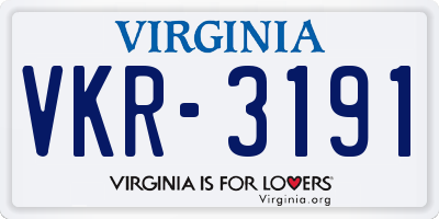 VA license plate VKR3191