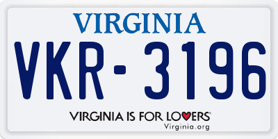 VA license plate VKR3196